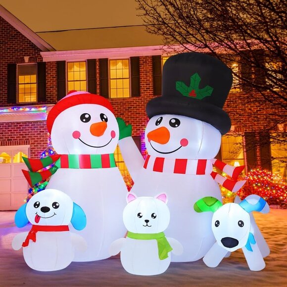 6.8FT Christmas Inflatable Snowman Family Outdoor Yard Decor w/ LED Lights Xmas - Picture 5 of 6